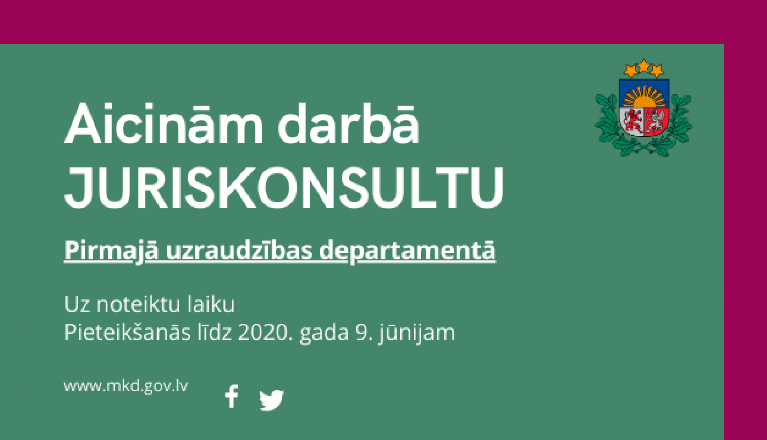 AICINĀM DARBĀ JURISKONSULTU