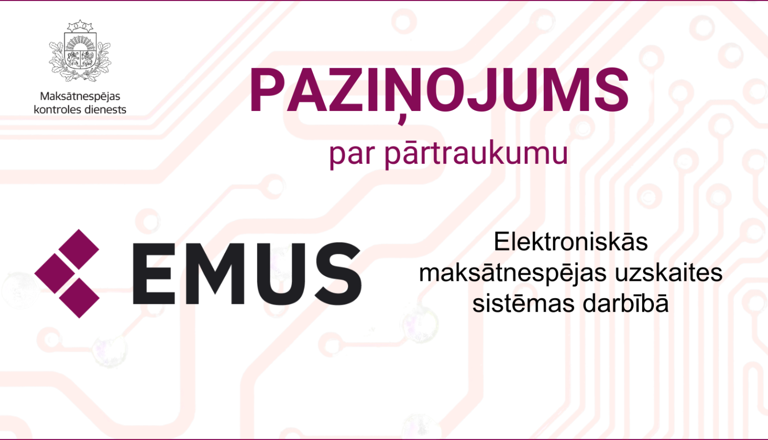 Ilustratīvs attēls par Eelektroniskās maksātnespējas uzskaites sistēmas darbības pārtraukumu