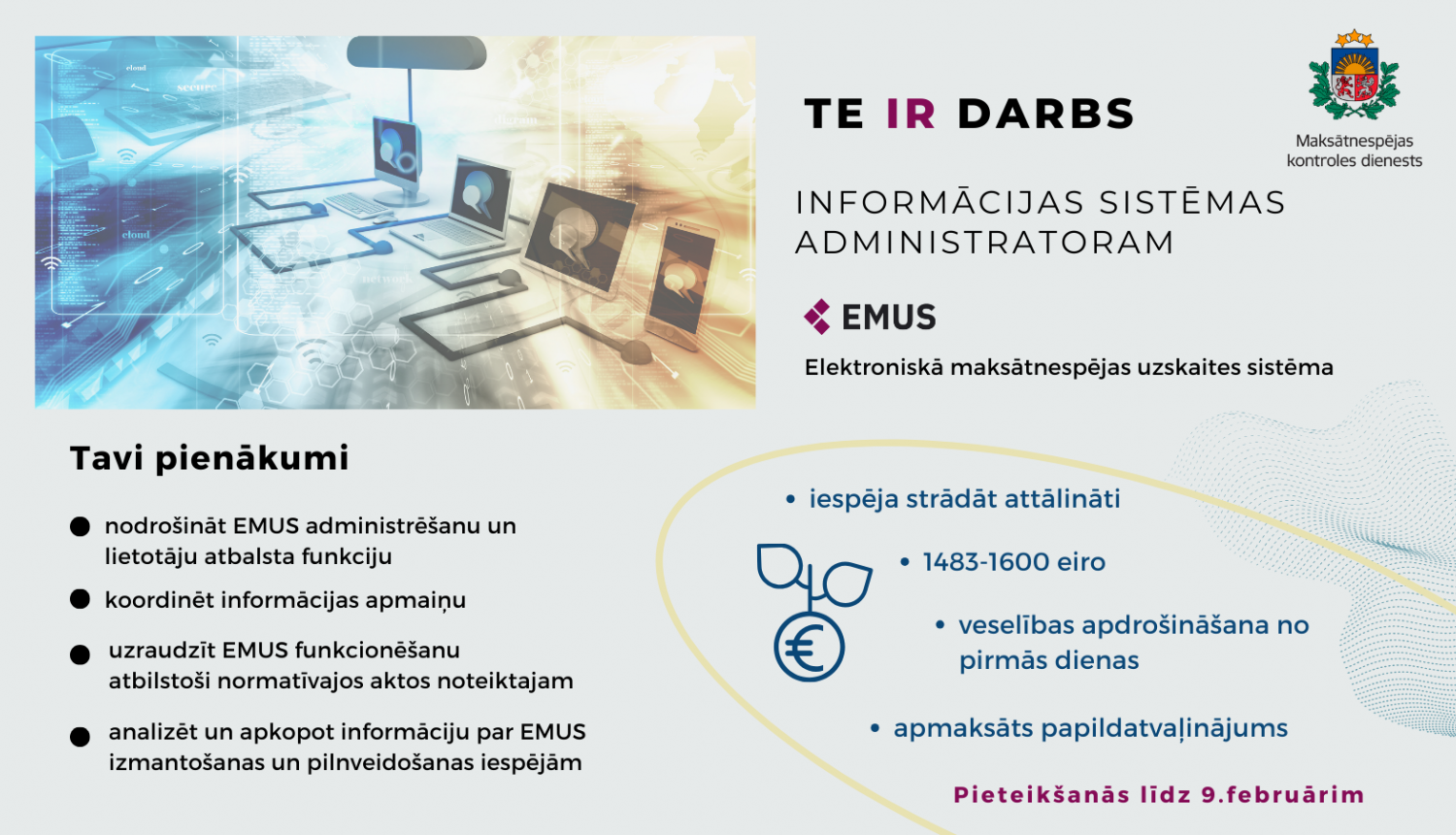 Sludinājums - darbs informācijas sistēmas administratoram